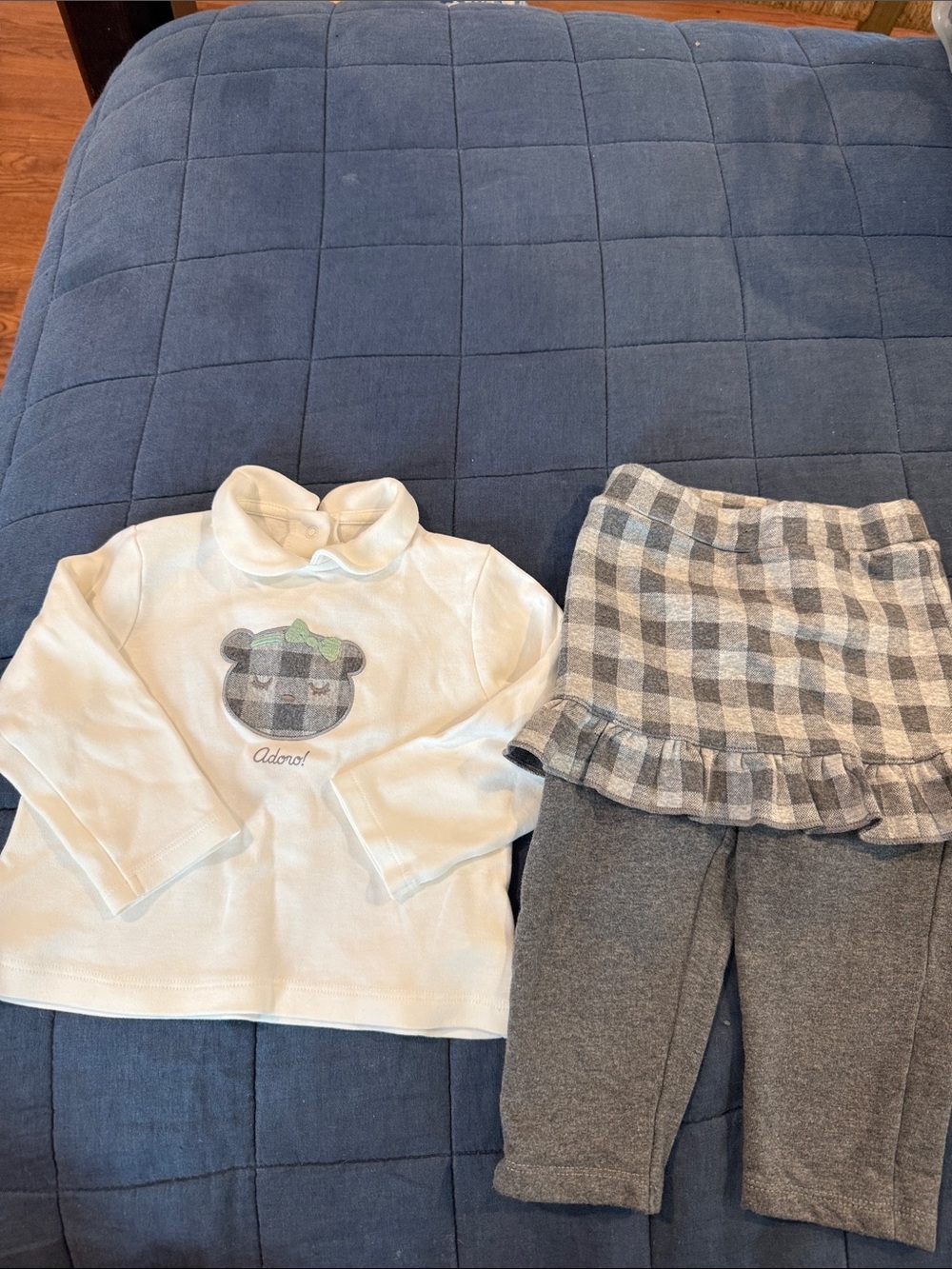 Adorable Kids White and Gray Outfit Set